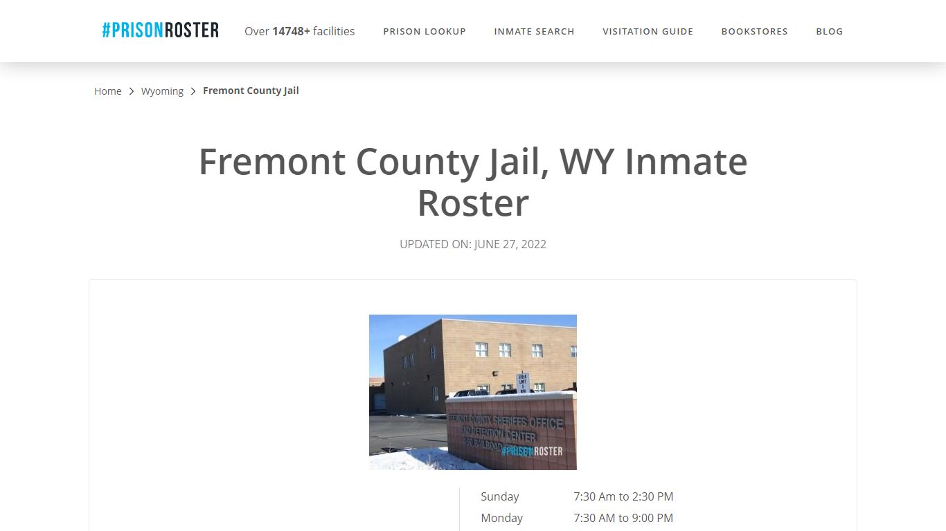 Fremont County Jail, WY Inmate Roster