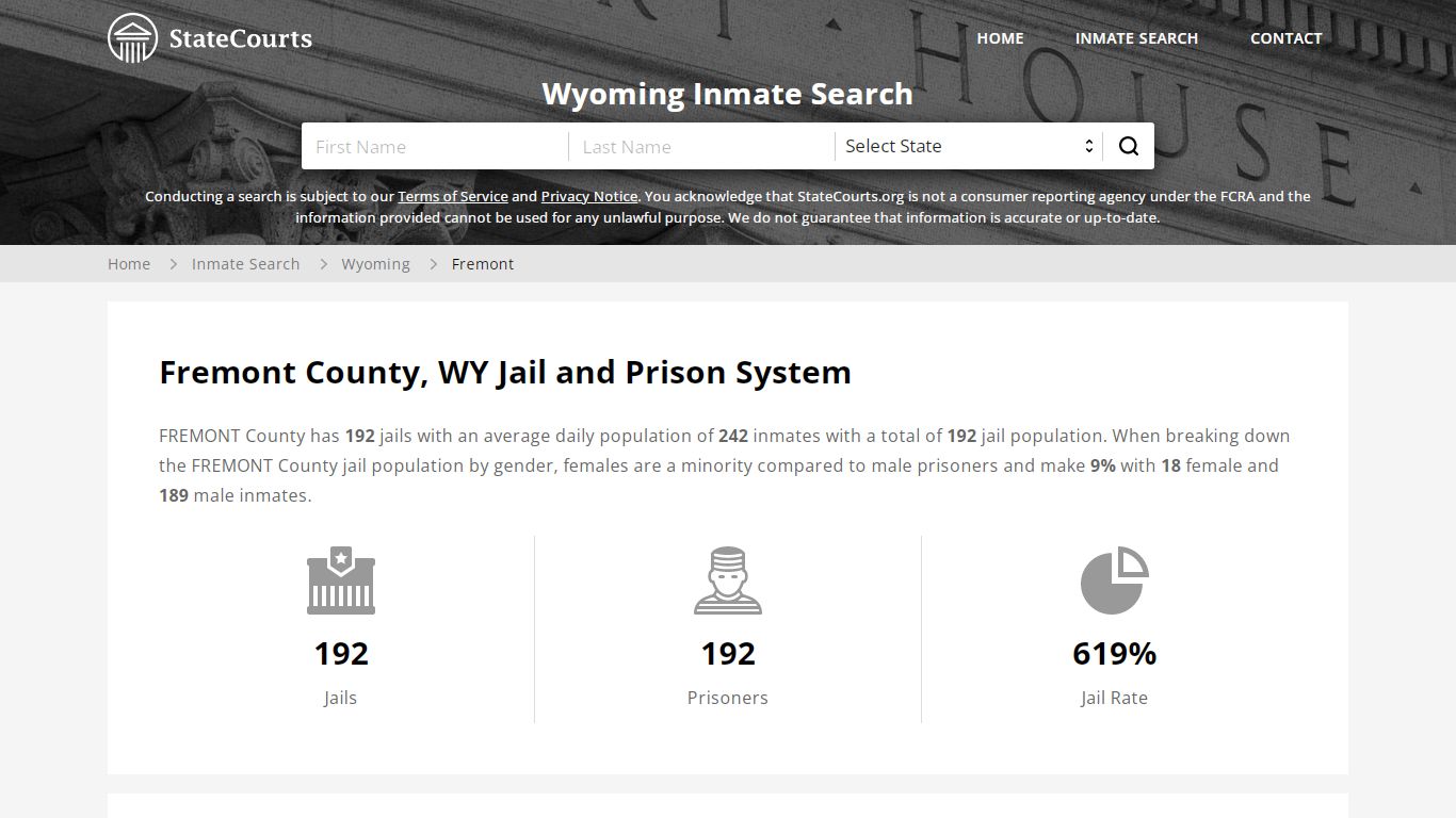 Fremont County, WY Inmate Search - StateCourts