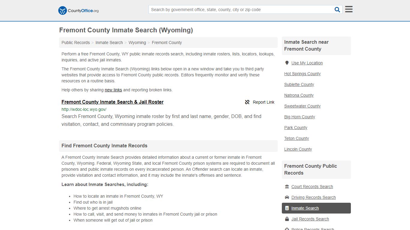 Inmate Search - Fremont County, WY (Inmate Rosters & Locators)