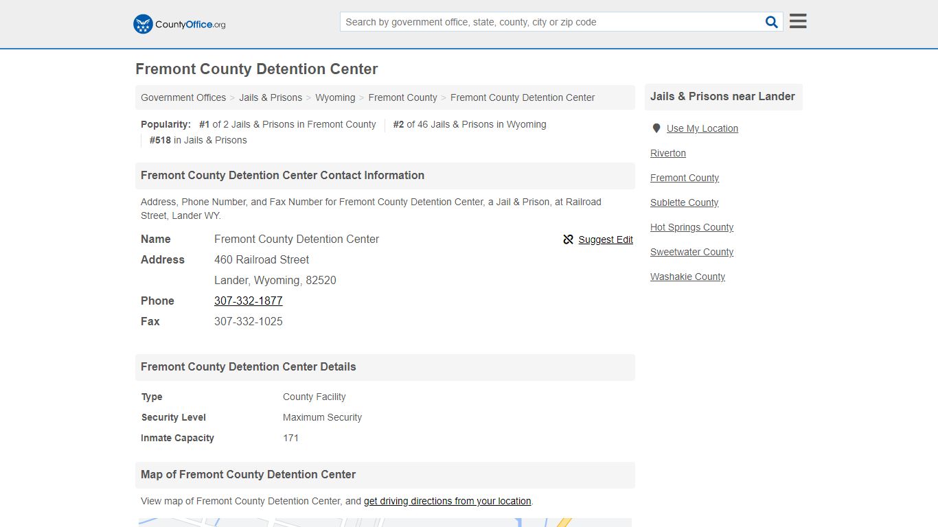 Fremont County Detention Center - Lander, WY (Address ...